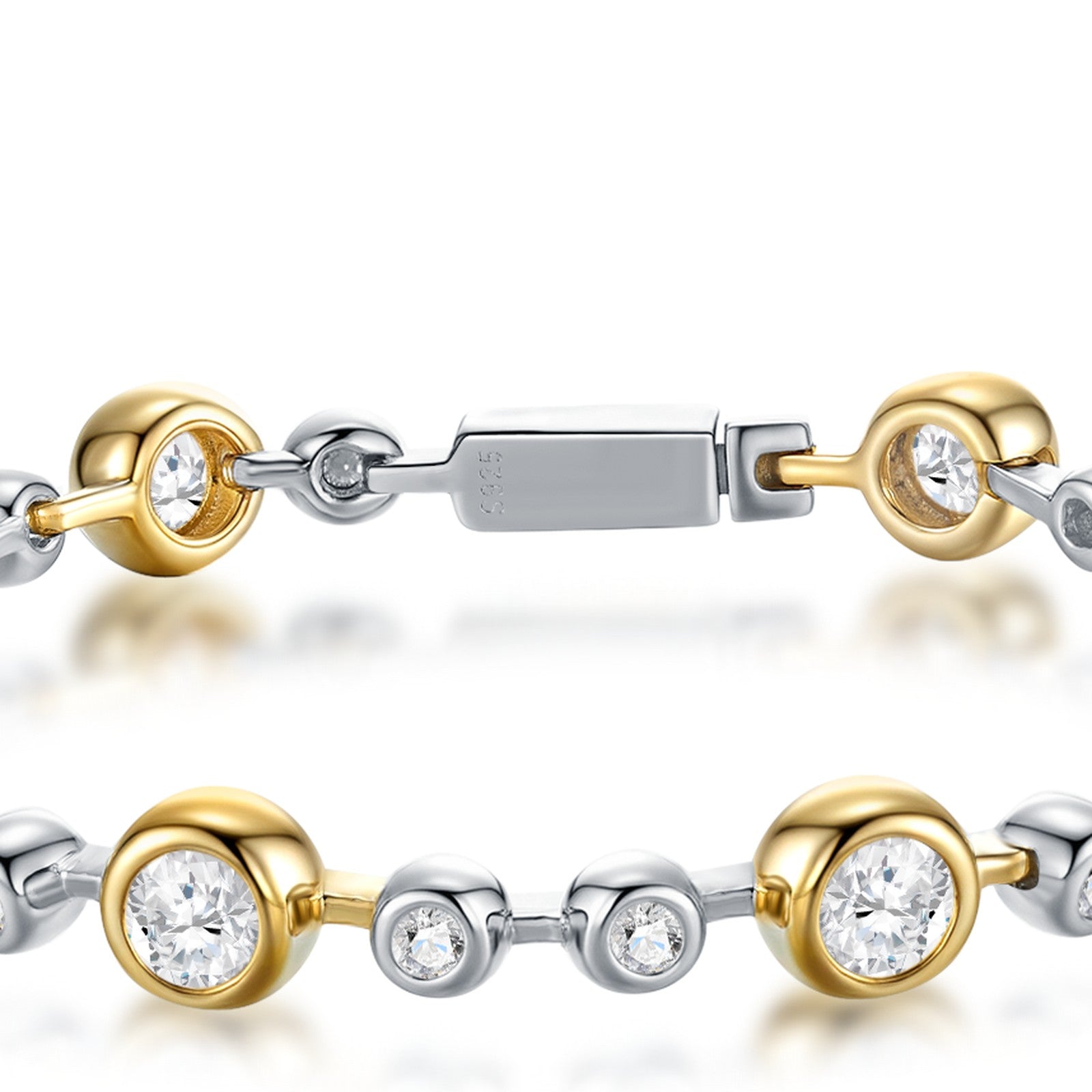 Bicolore Moissanite Two-Tone Bracelet in Two-Tone Sterling Silver — detail