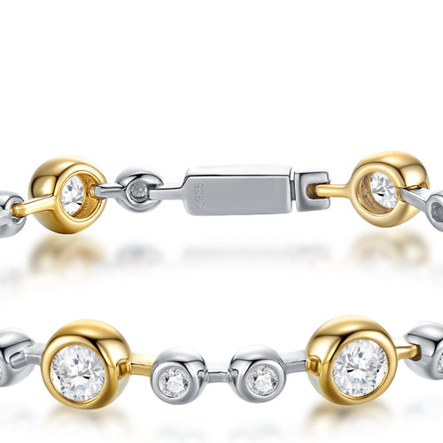 Bicolore Moissanite Two-Tone Bracelet in Two-Tone Sterling Silver — detail