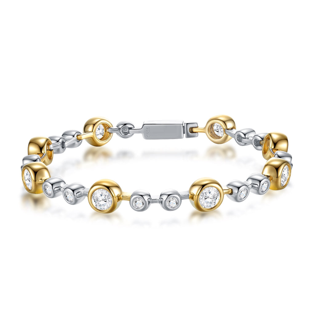 Bicolore Moissanite Two-Tone Bracelet in Two-Tone Sterling Silver