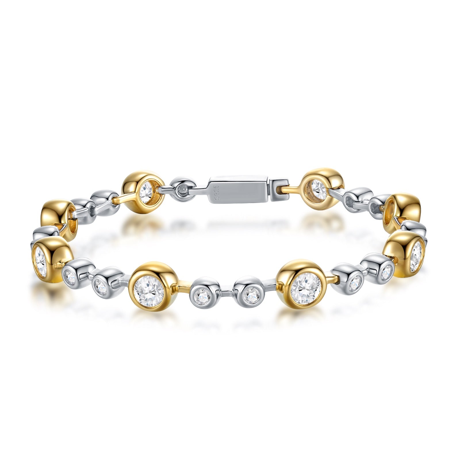 Bicolore Moissanite Two-Tone Bracelet in Two-Tone Sterling Silver