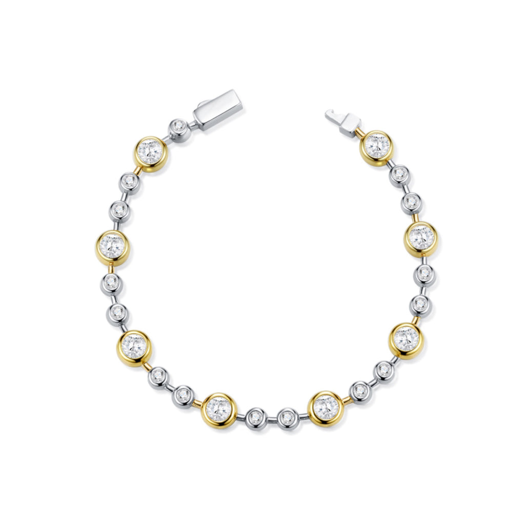 Bicolore Moissanite Two-Tone Bracelet in Two-Tone Sterling Silver
