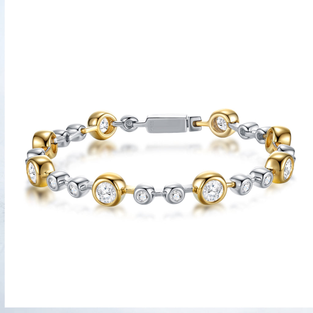Bicolore Moissanite Two-Tone Bracelet in Two-Tone Sterling Silver