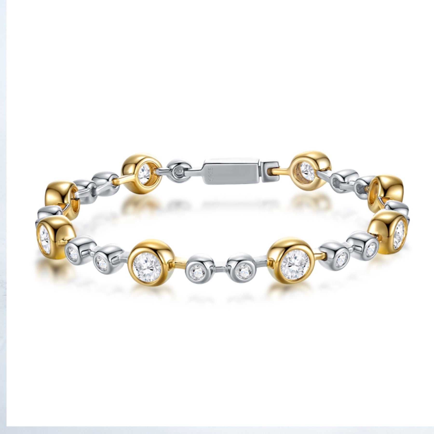 Bicolore Moissanite Two-Tone Bracelet in Two-Tone Sterling Silver