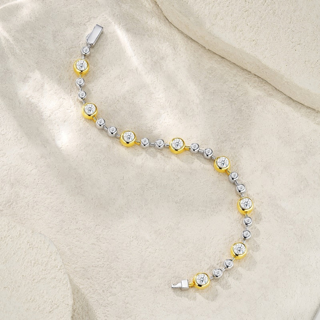 Bicolore Moissanite Two-Tone Bracelet in Two-Tone Sterling Silver