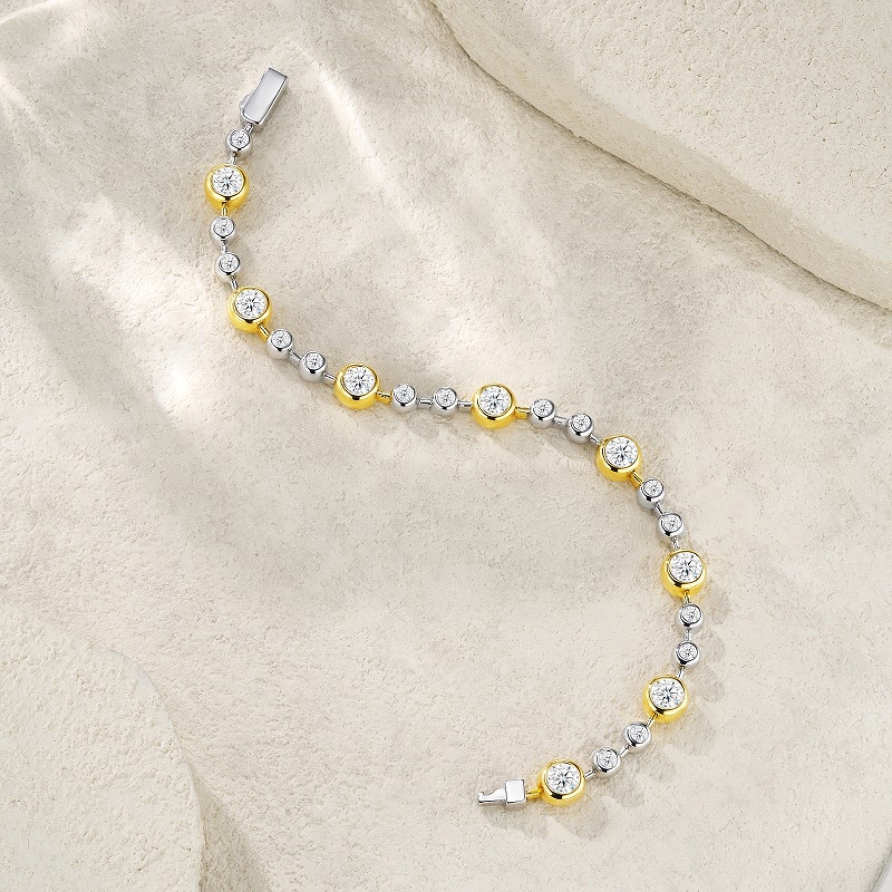 Bicolore Moissanite Two-Tone Bracelet in Two-Tone Sterling Silver