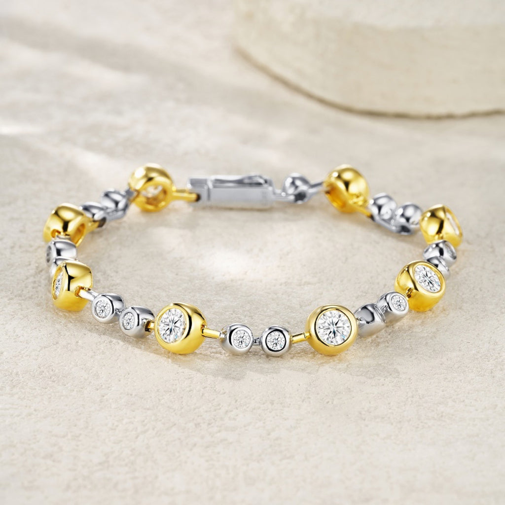 Bicolore Moissanite Two-Tone Bracelet in Two-Tone Sterling Silver