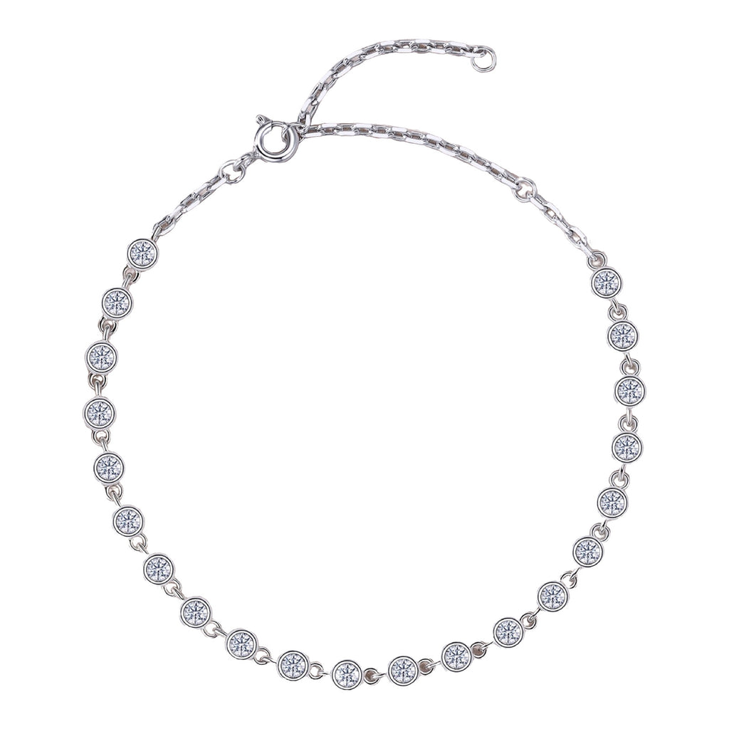 Sfumato Moissanite Chain Bracelet in Sterling Silver, product photo on white background
