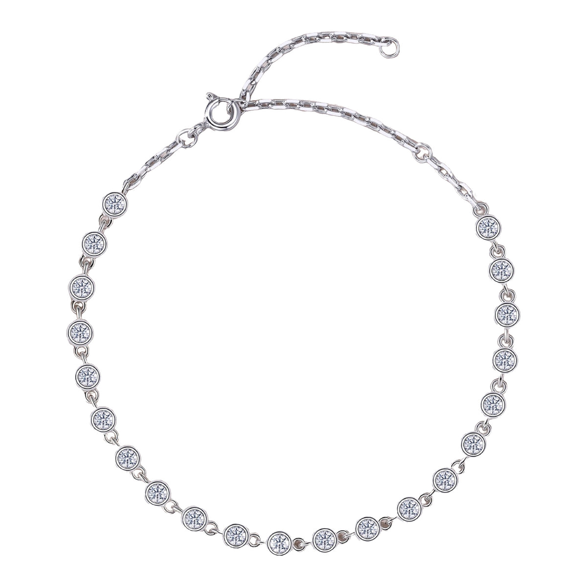 Sfumato Moissanite Chain Bracelet in Sterling Silver, product photo on white background
