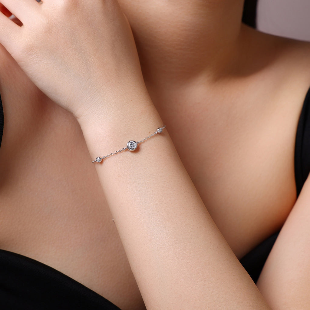 Perletta Moissanite Beaded Bracelet in Sterling Silver