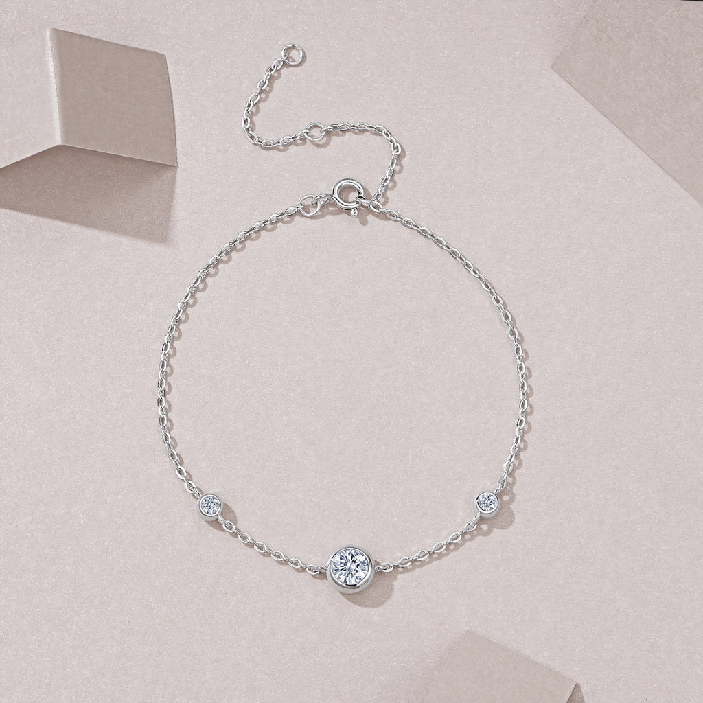 Perletta Moissanite Beaded Bracelet in Sterling Silver