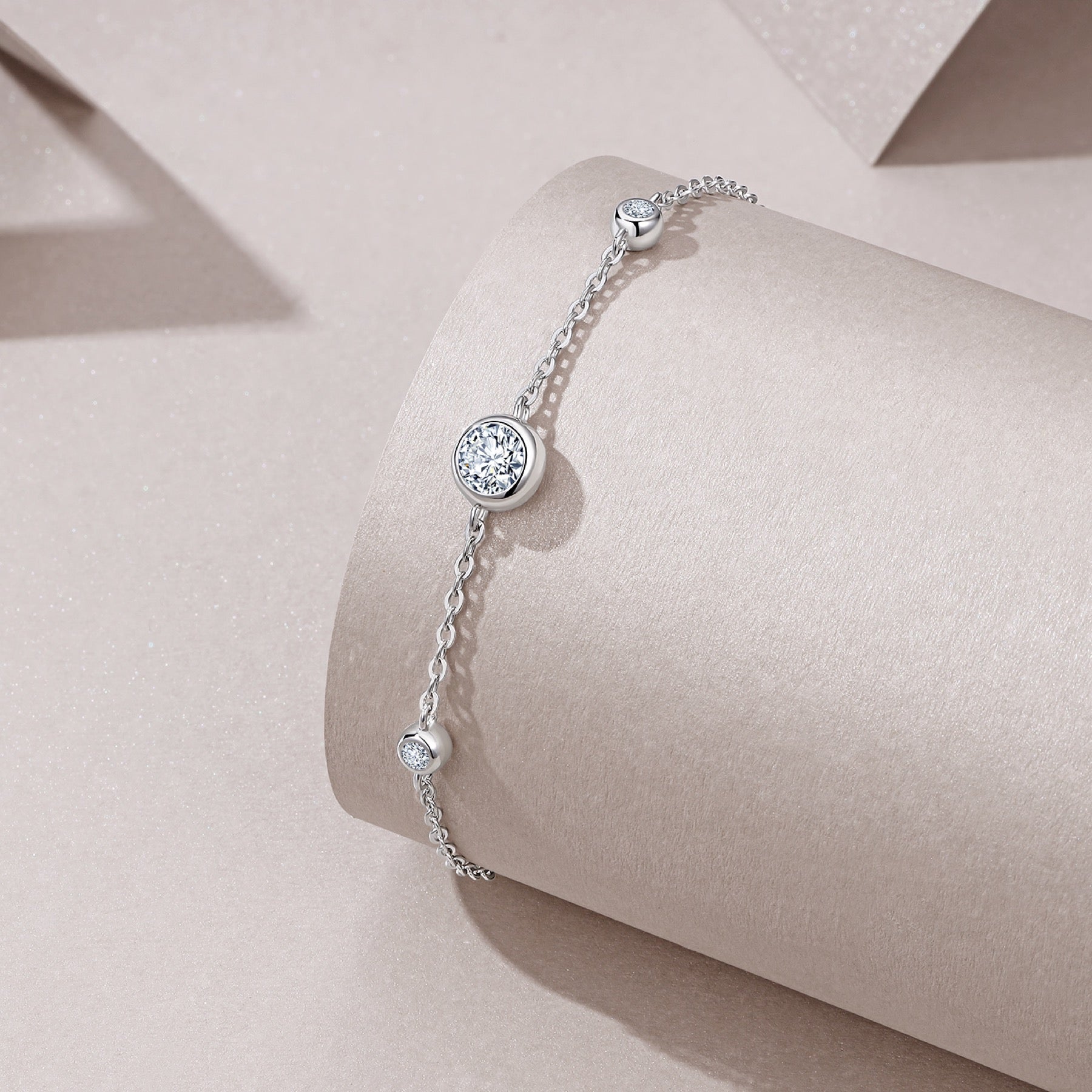 Perletta Moissanite Beaded Bracelet in Sterling Silver