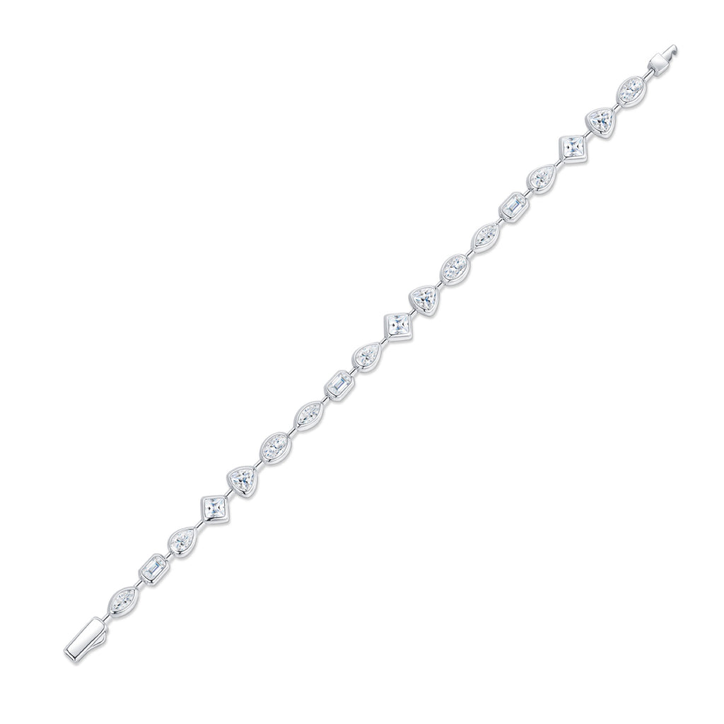 Rombi Moissanite Chain Bracelet in Sterling Silver
