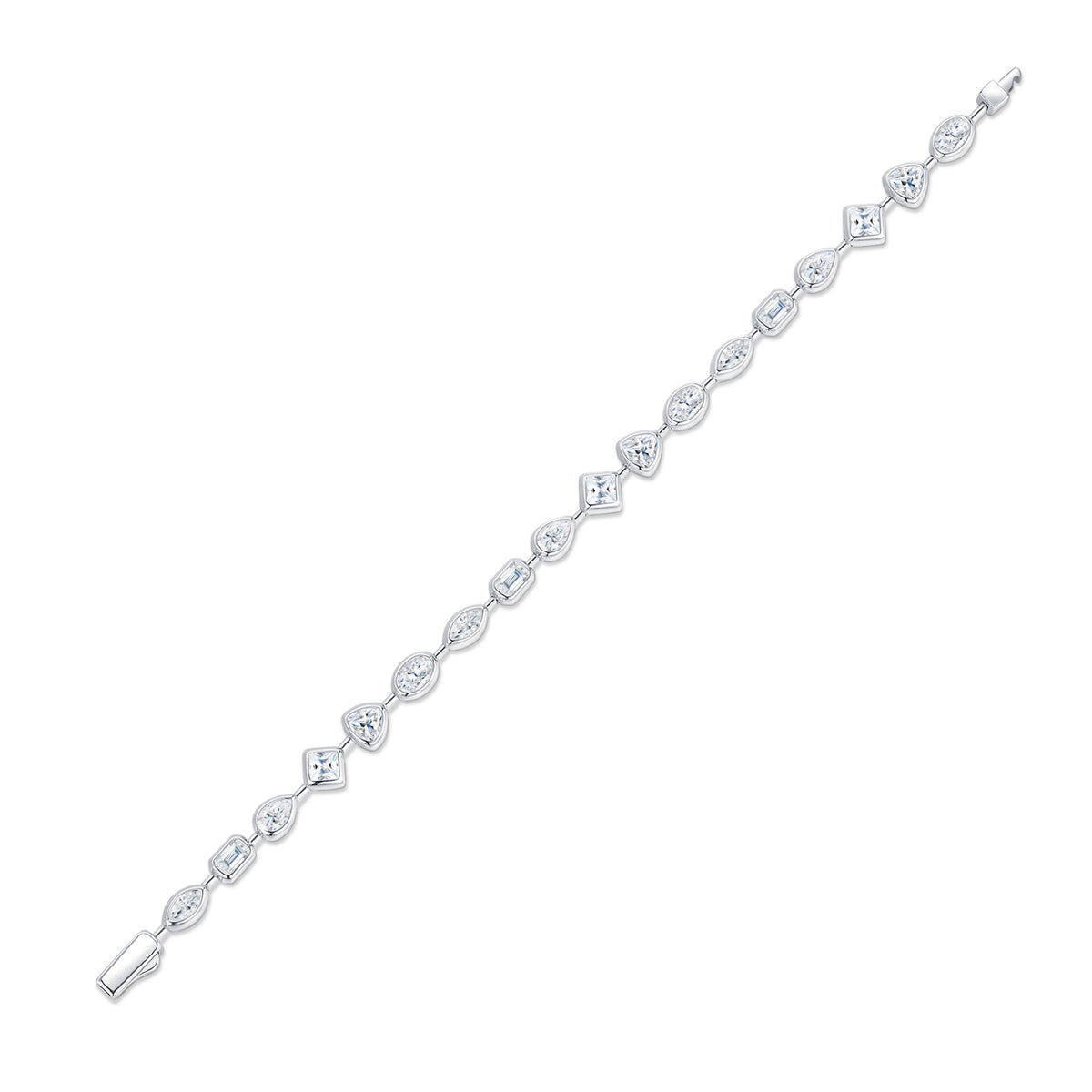 Rombi Moissanite Chain Bracelet in Sterling Silver