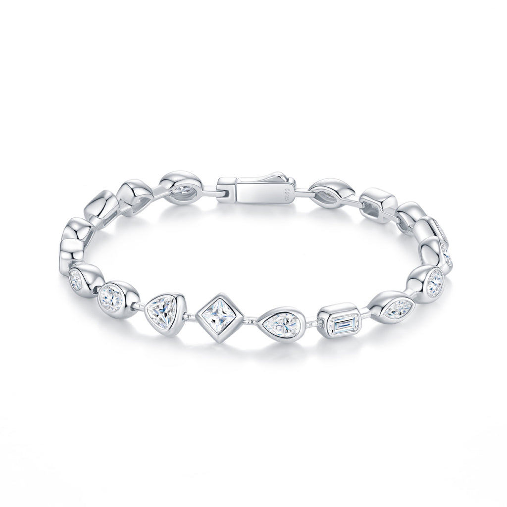 Rombi Moissanite Chain Bracelet in Sterling Silver