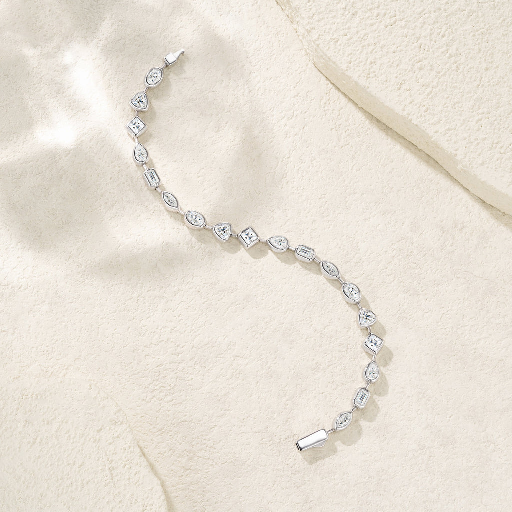 Rombi Moissanite Chain Bracelet in Sterling Silver
