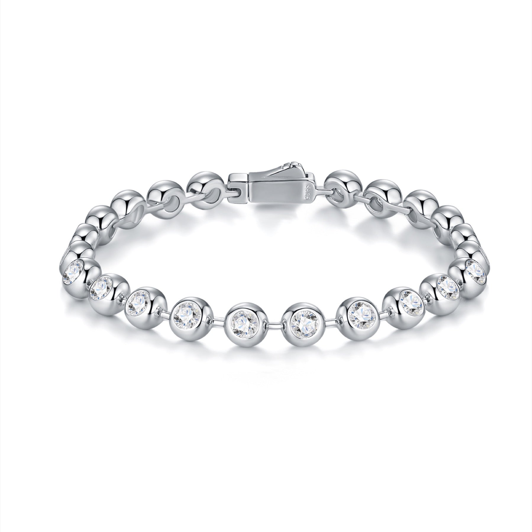 Bezelina Moissanite Tennis Bracelet in Sterling Silver