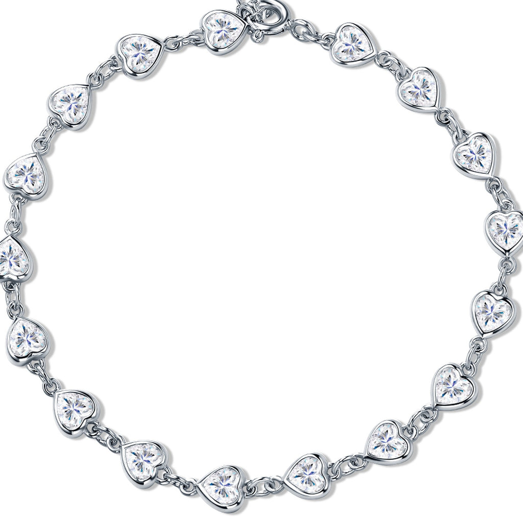 Graduata Moissanite Station Bracelet in Sterling Silver — detail