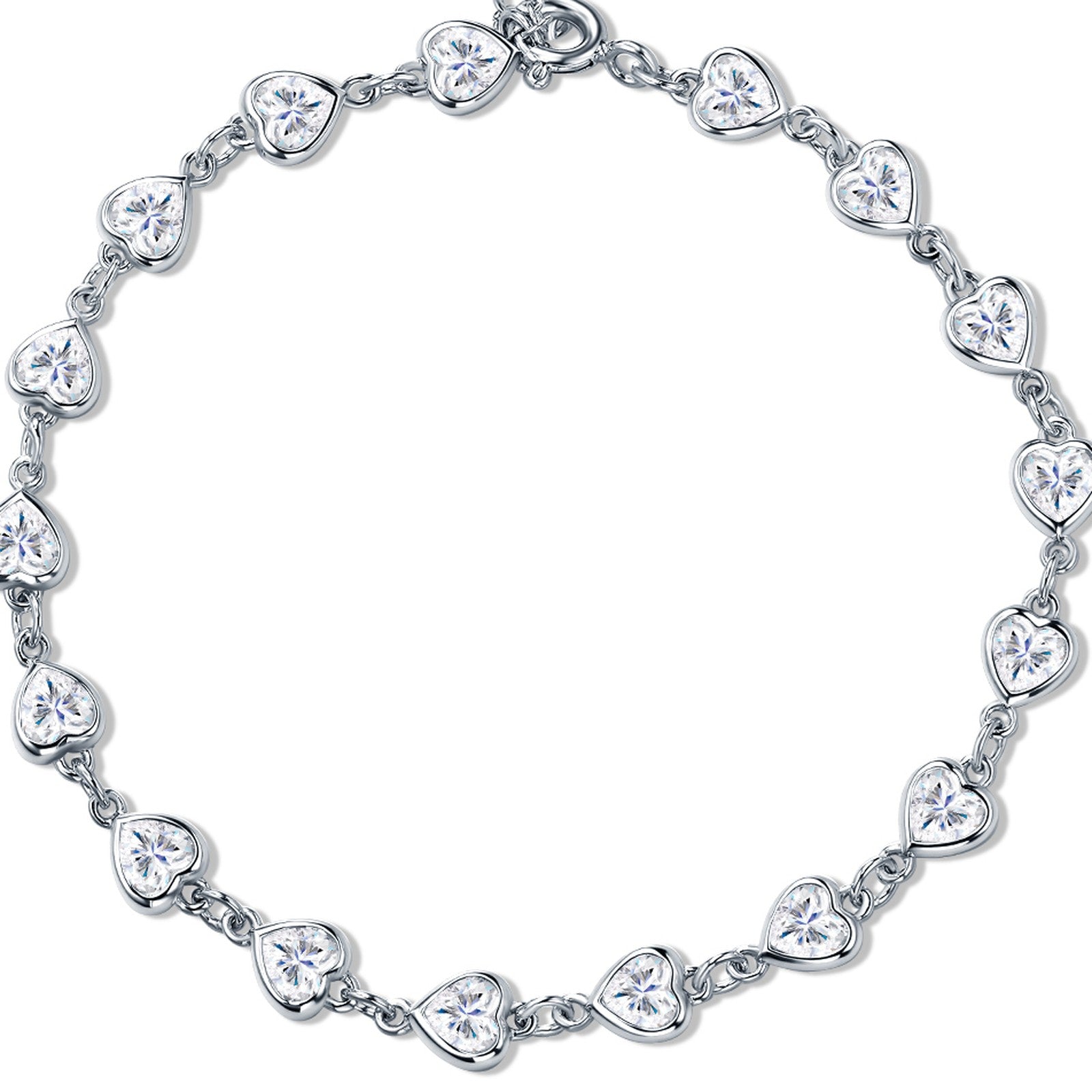 Graduata Moissanite Station Bracelet in Sterling Silver — detail