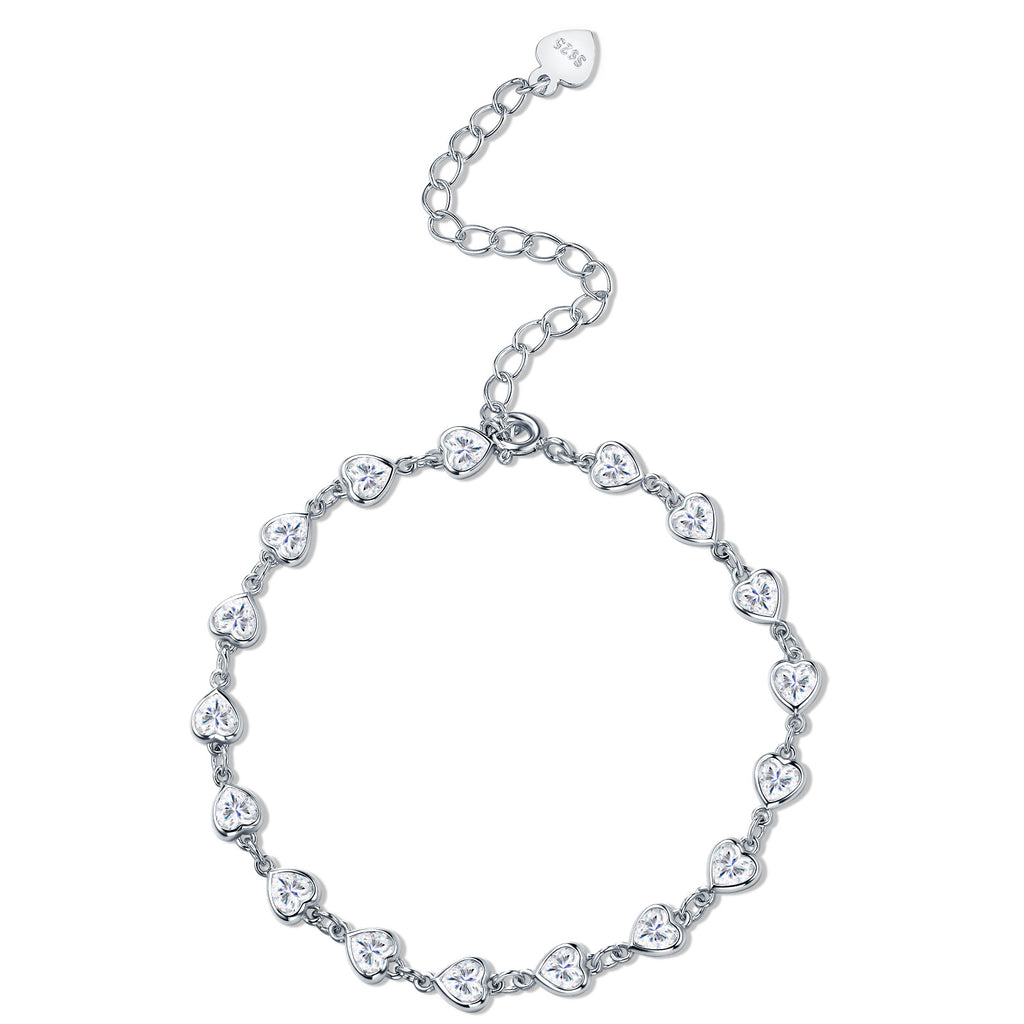 Graduata Moissanite Station Bracelet in Sterling Silver