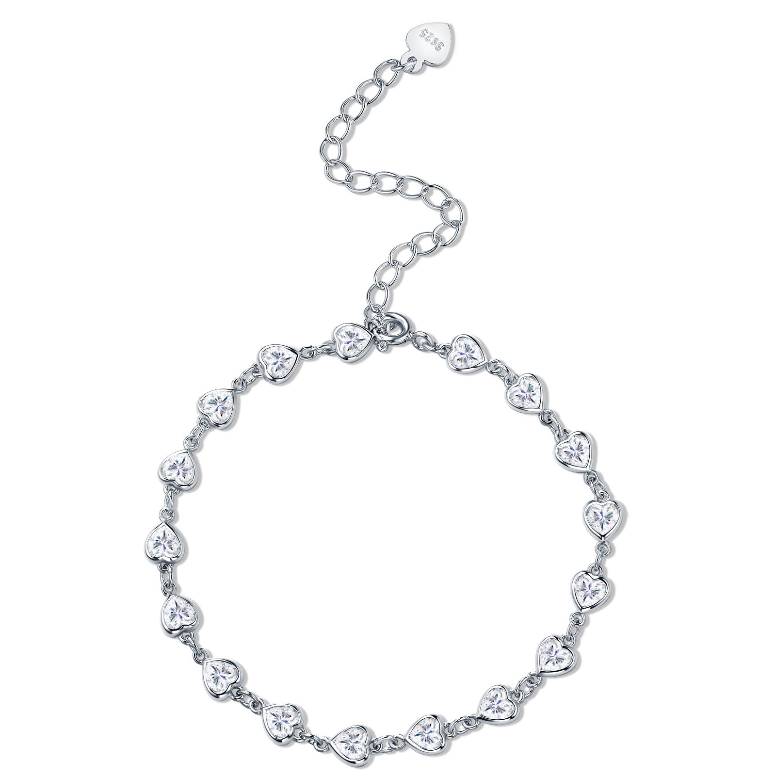Graduata Moissanite Station Bracelet in Sterling Silver