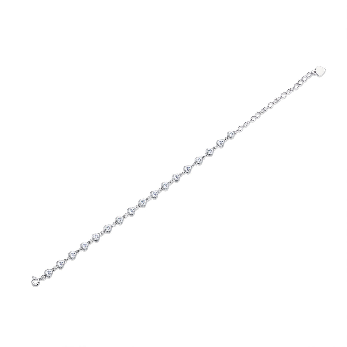 Graduata Moissanite Station Bracelet in Sterling Silver