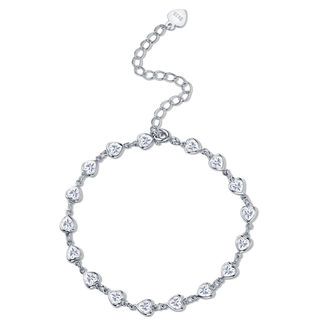 Graduata Moissanite Station Bracelet in Sterling Silver