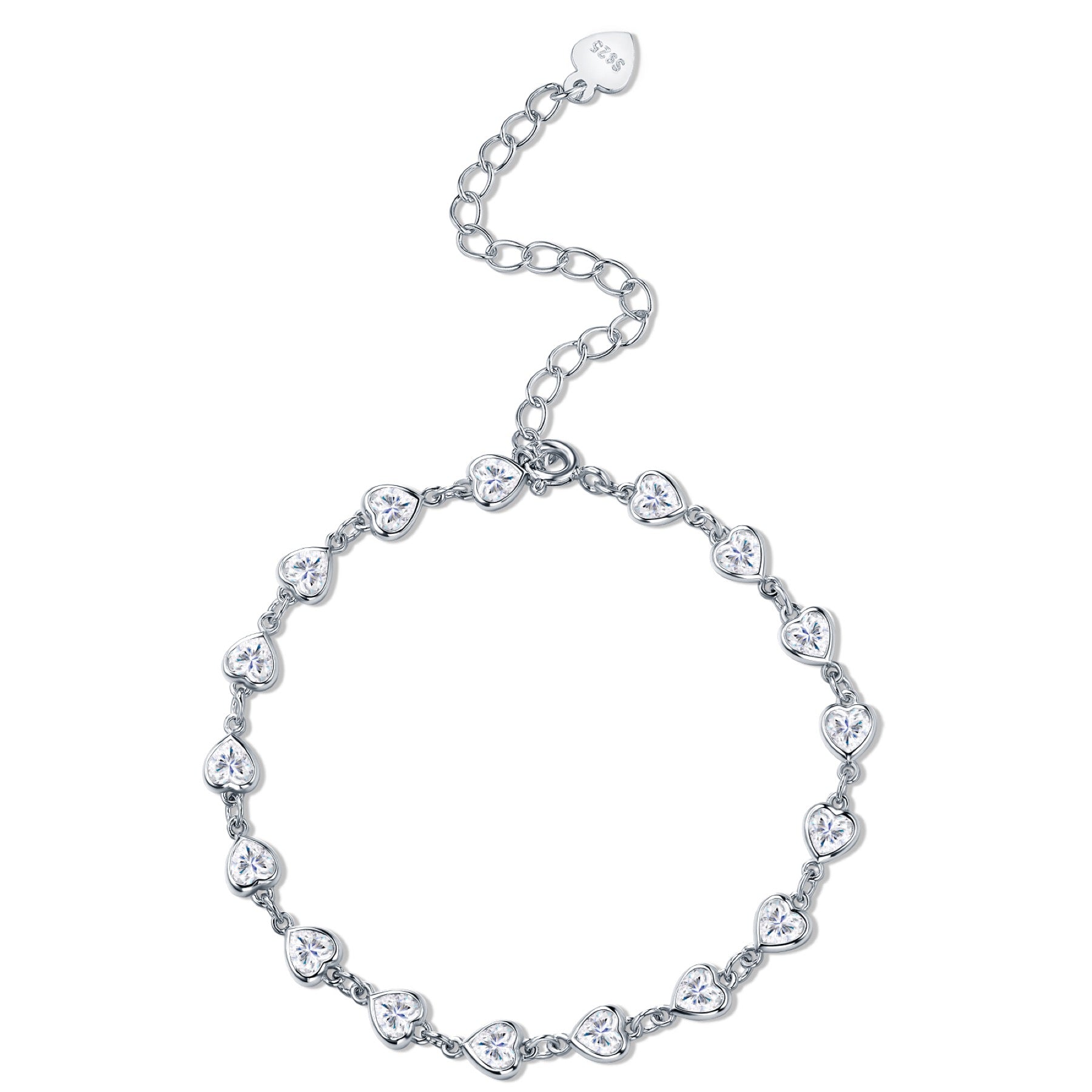 Graduata Moissanite Station Bracelet in Sterling Silver