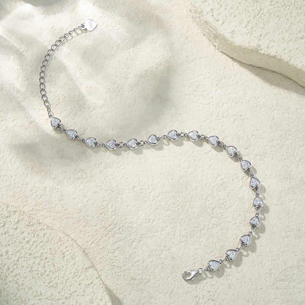 Graduata Moissanite Station Bracelet in Sterling Silver