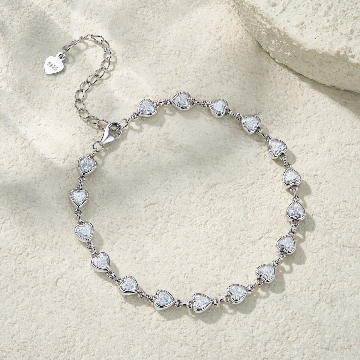 Graduata Moissanite Station Bracelet in Sterling Silver