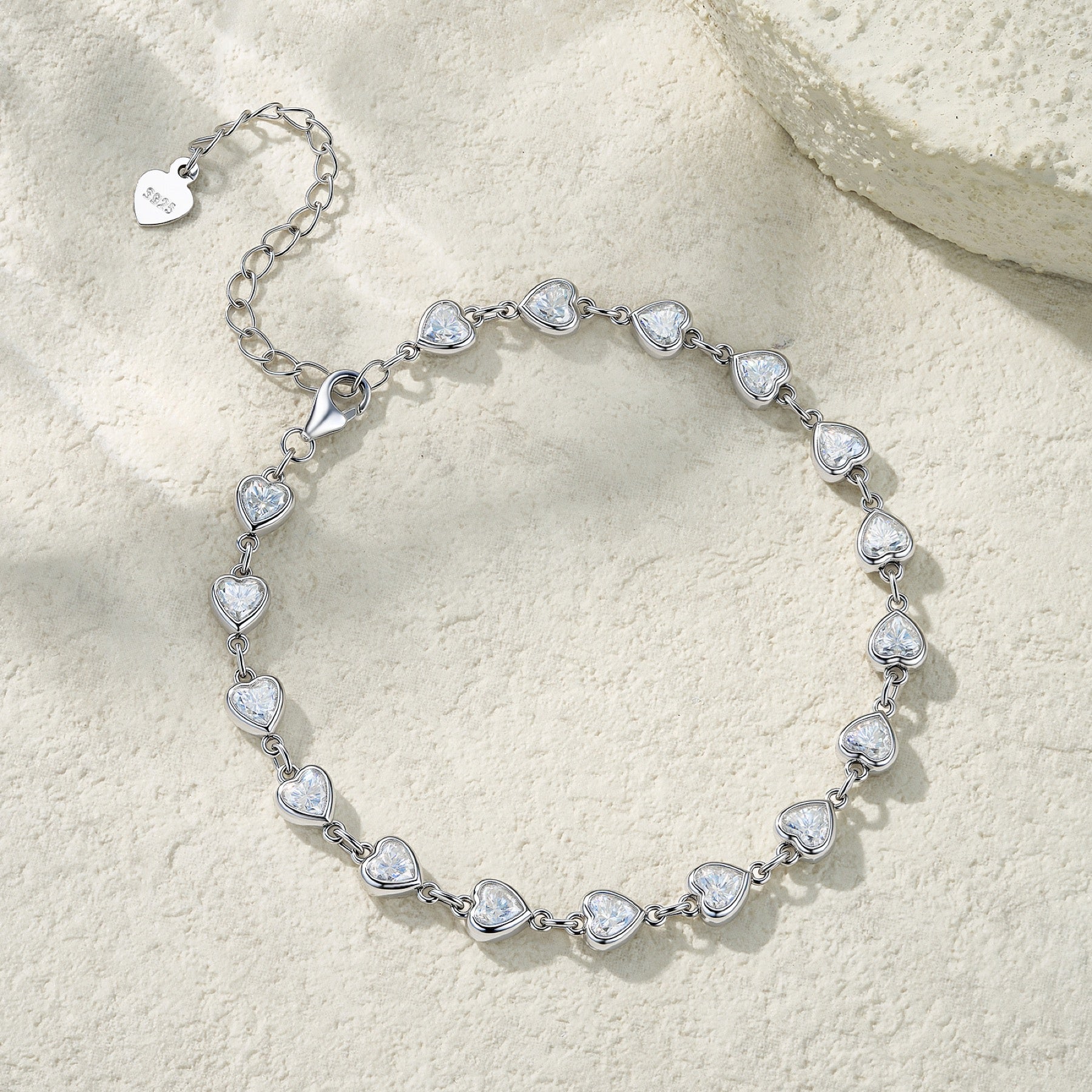 Graduata Moissanite Station Bracelet in Sterling Silver