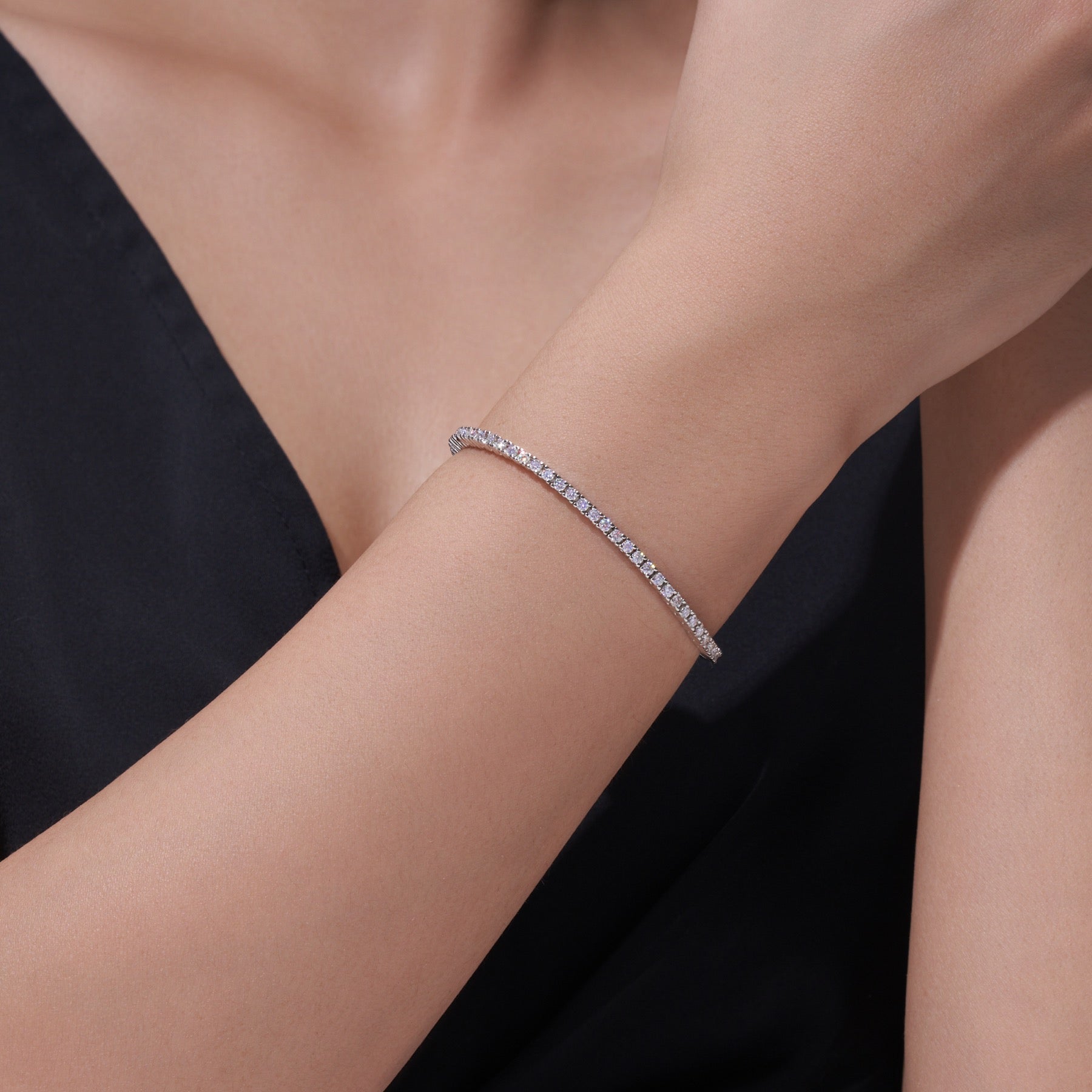 Bezella Moissanite Tennis Bracelet in Sterling Silver