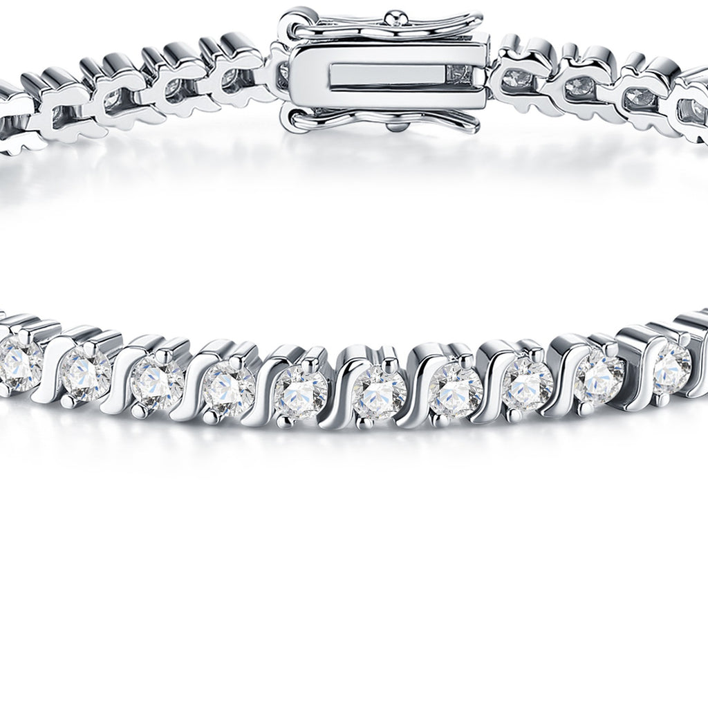 Lucciola Moissanite Tennis Bracelet in Sterling Silver — detail