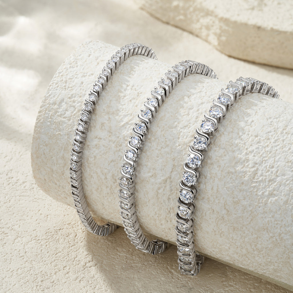 Lucciola Moissanite Tennis Bracelet in Sterling Silver
