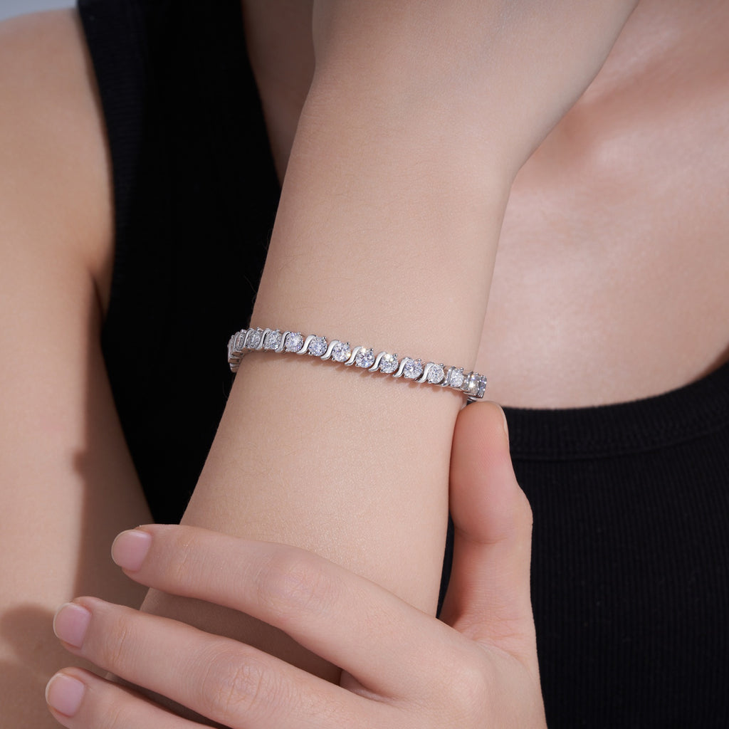 Lucciola Moissanite Tennis Bracelet in Sterling Silver