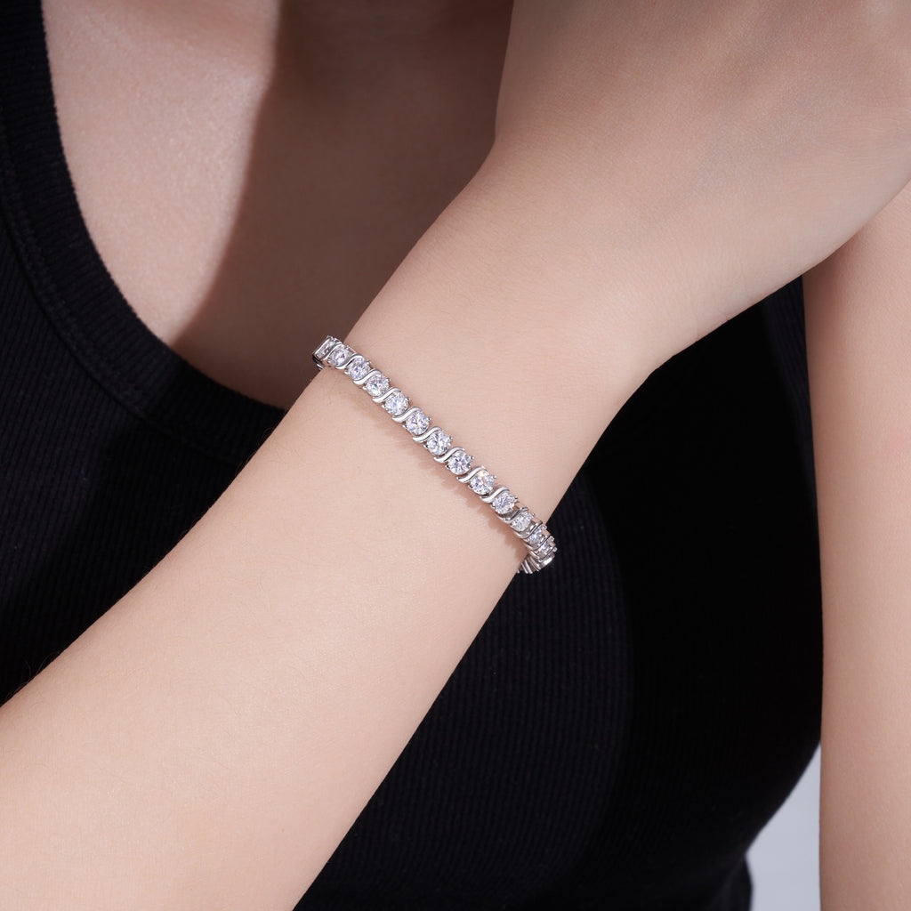 Lucciola Moissanite Tennis Bracelet in Sterling Silver