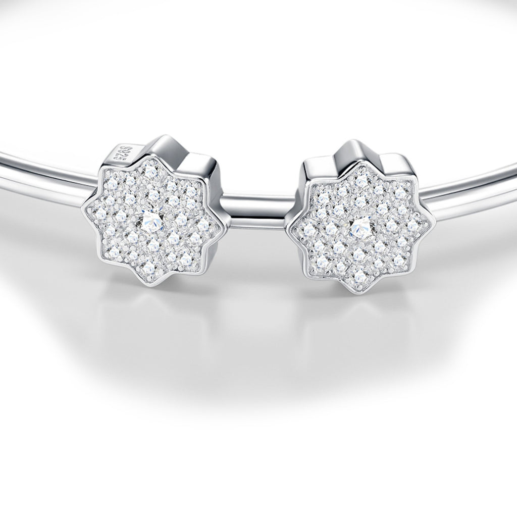Manetta Moissanite Cuff Bracelet in Sterling Silver — detail