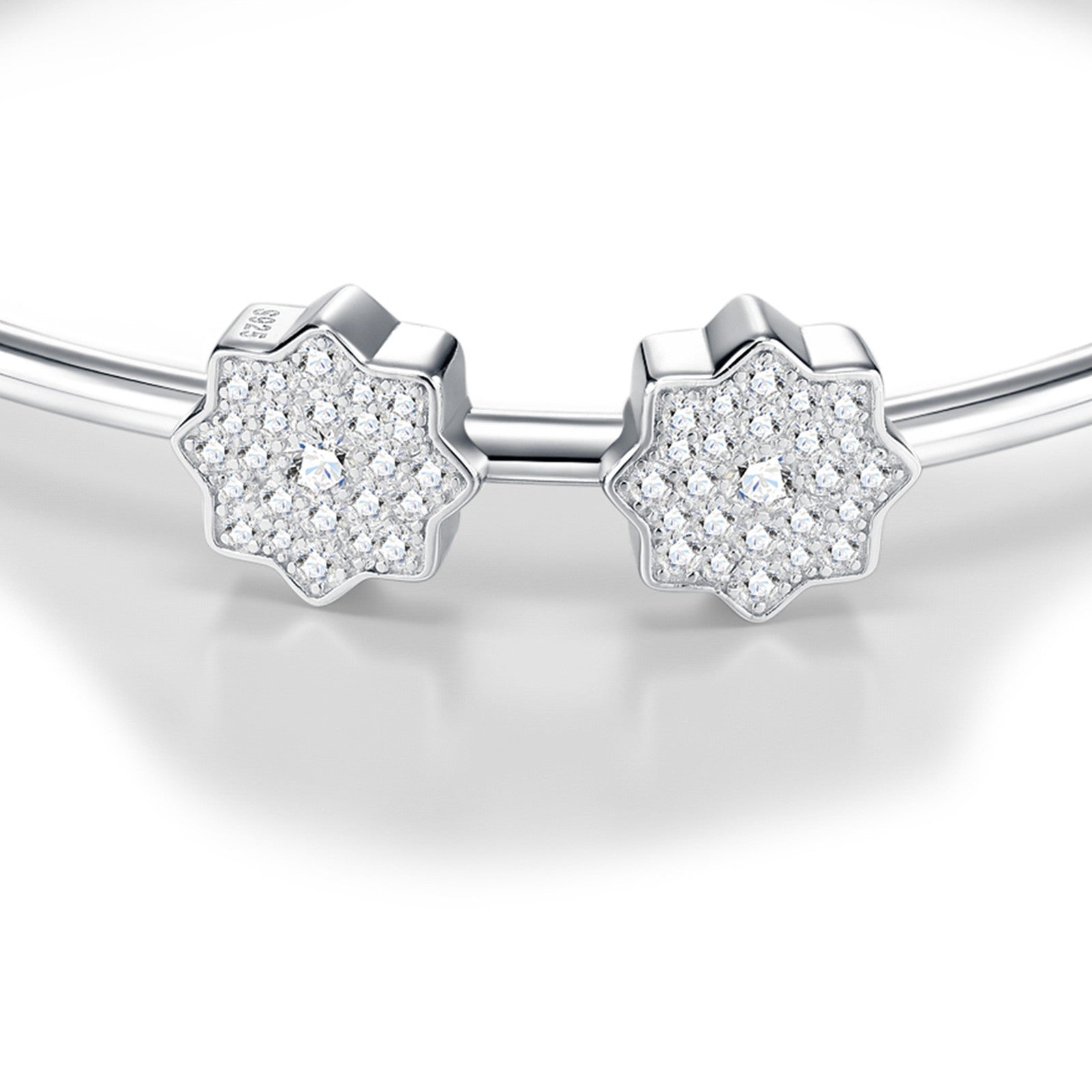 Manetta Moissanite Cuff Bracelet in Sterling Silver — detail