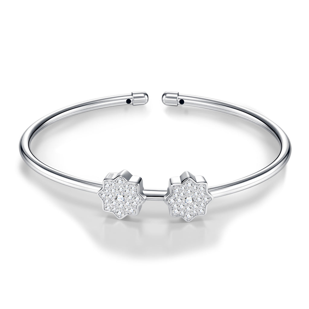 Manetta Moissanite Cuff Bracelet in Sterling Silver