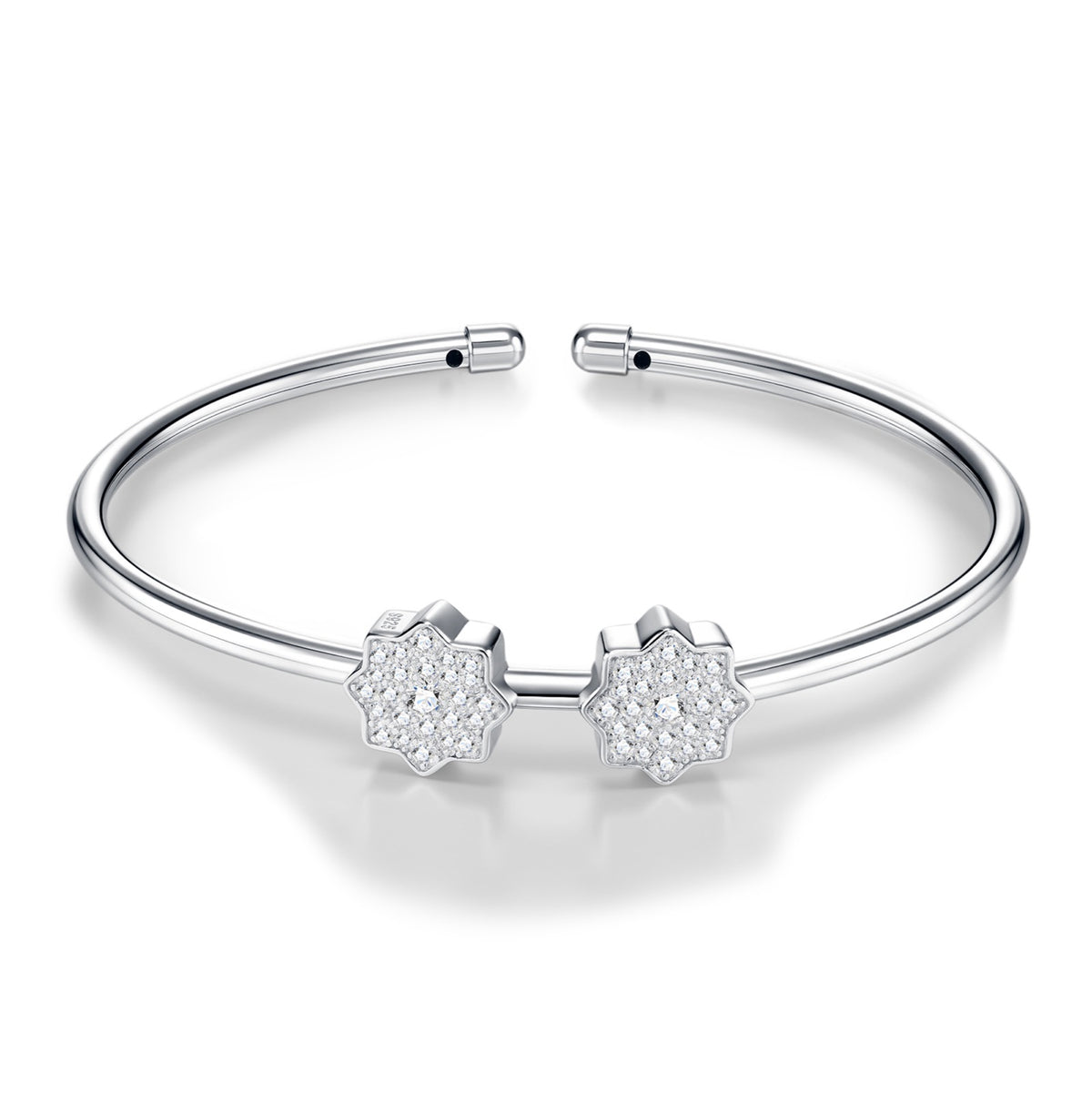 Manetta Moissanite Cuff Bracelet in Sterling Silver