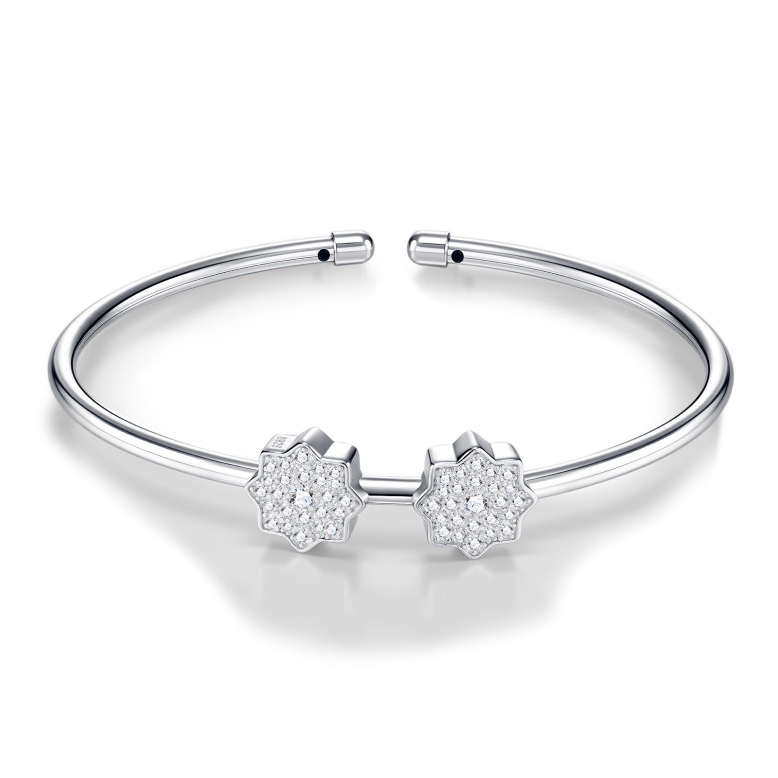 Manetta Moissanite Cuff Bracelet in Sterling Silver