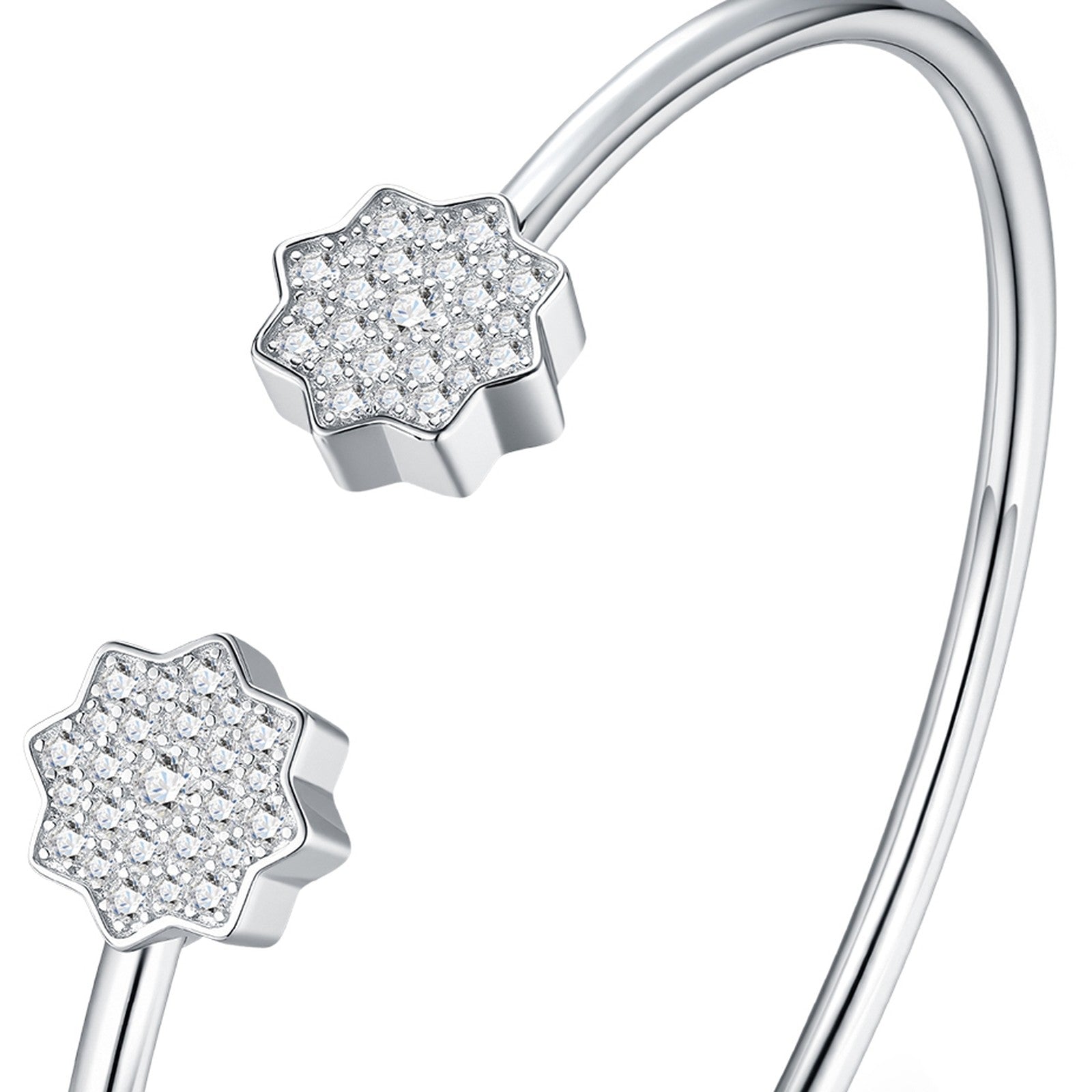 Fiorcuff Moissanite Cuff Bracelet in Sterling Silver — detail