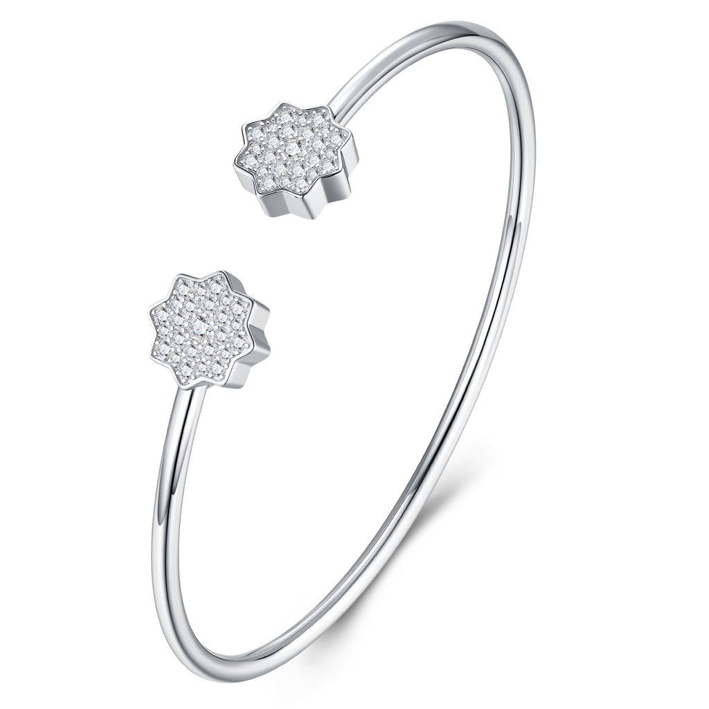 Fiorcuff Moissanite Cuff Bracelet in Sterling Silver