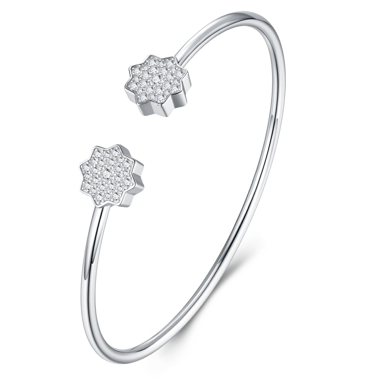 Fiorcuff Moissanite Cuff Bracelet in Sterling Silver