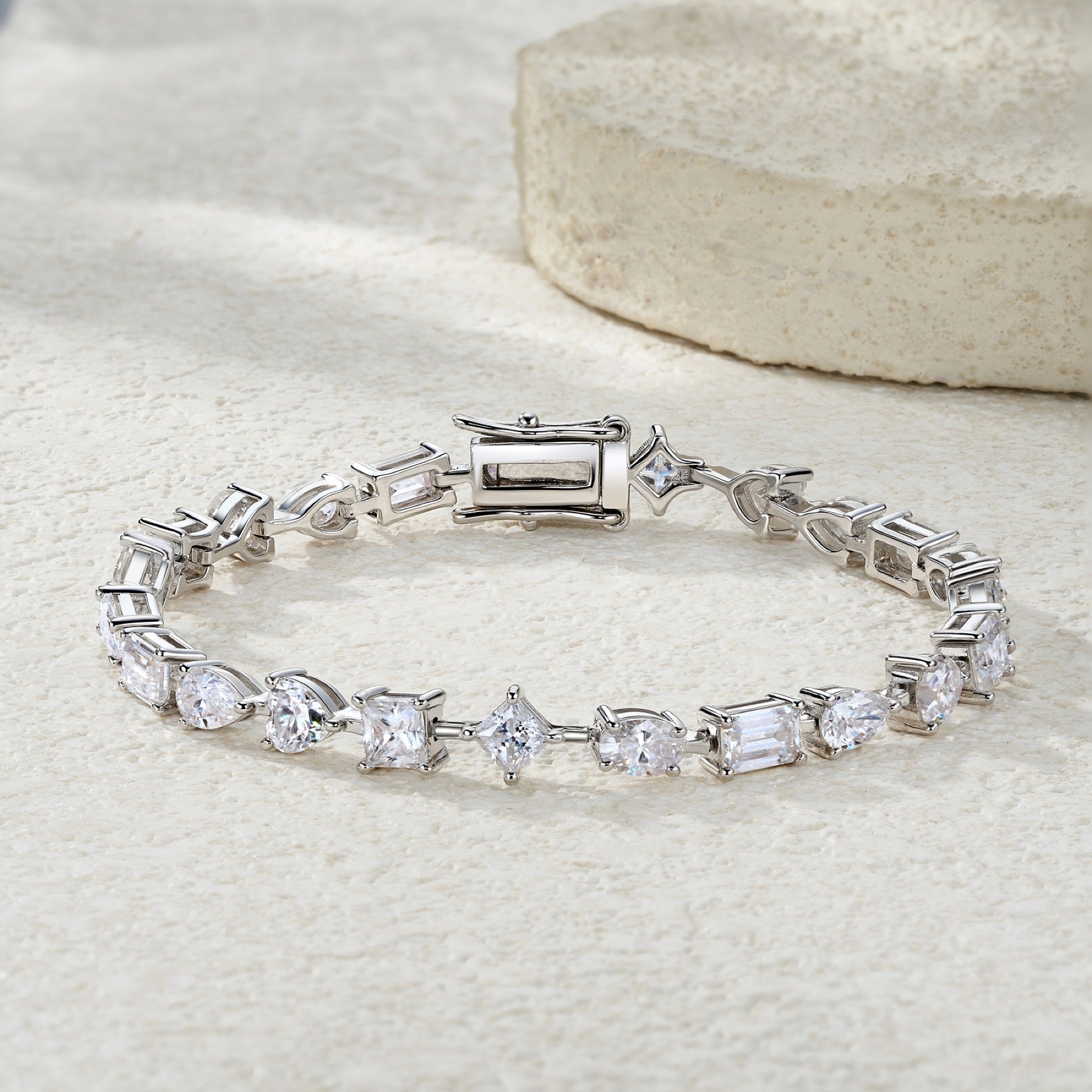 Miscela Moissanite Tennis Bracelet in Sterling Silver