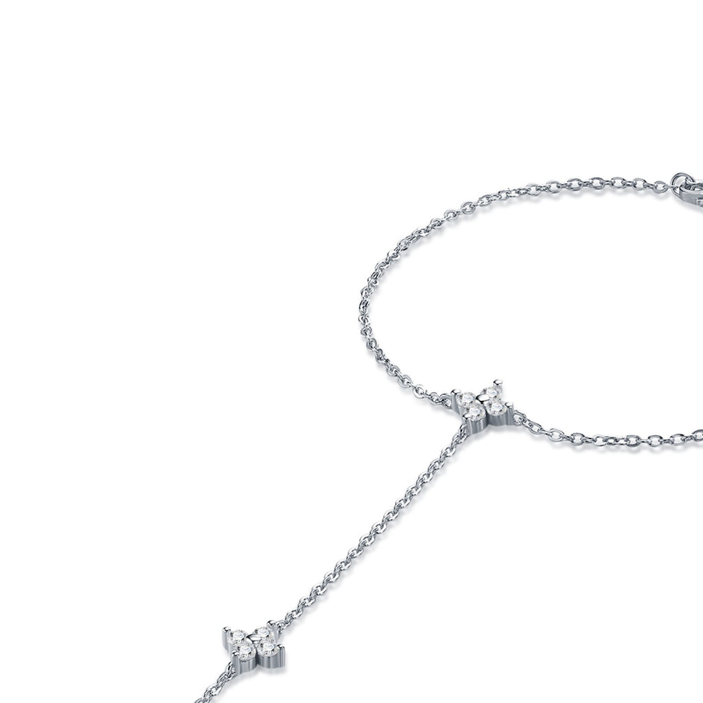 Schiava Moissanite Hand Chain Bracelet in Sterling Silver — detail