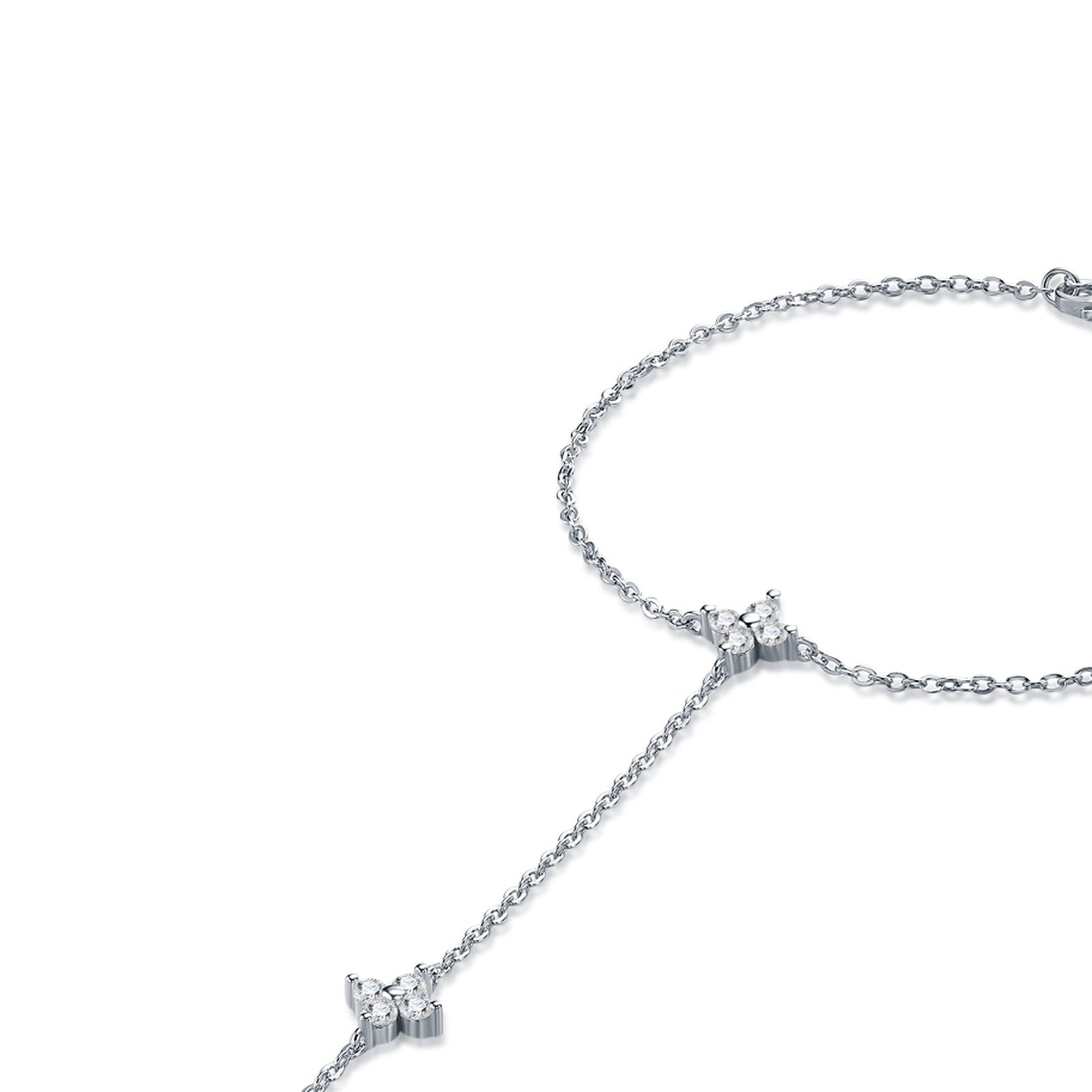Schiava Moissanite Hand Chain Bracelet in Sterling Silver — detail