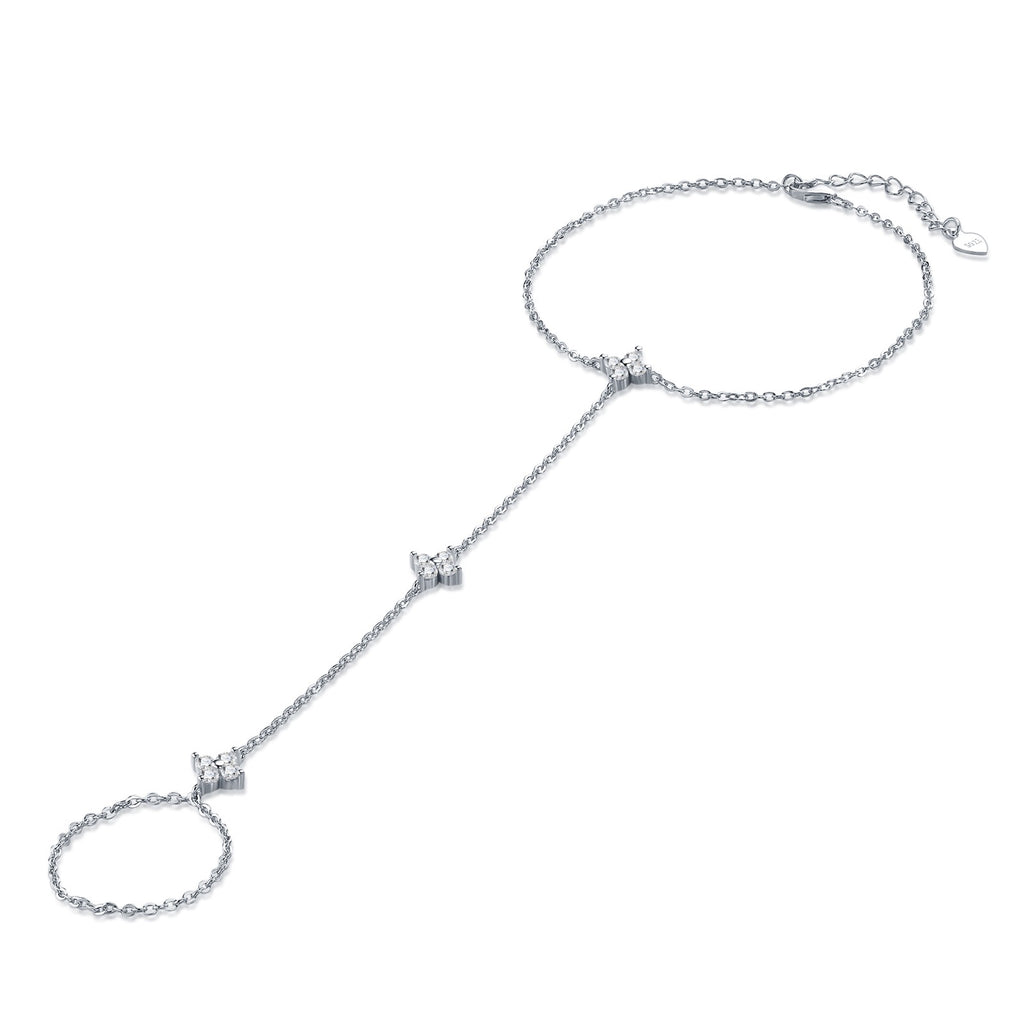 Schiava Moissanite Hand Chain Bracelet in Sterling Silver