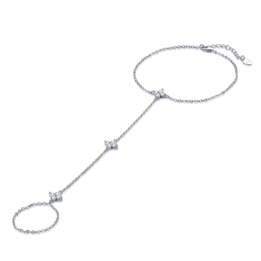 Schiava Moissanite Hand Chain Bracelet in Sterling Silver