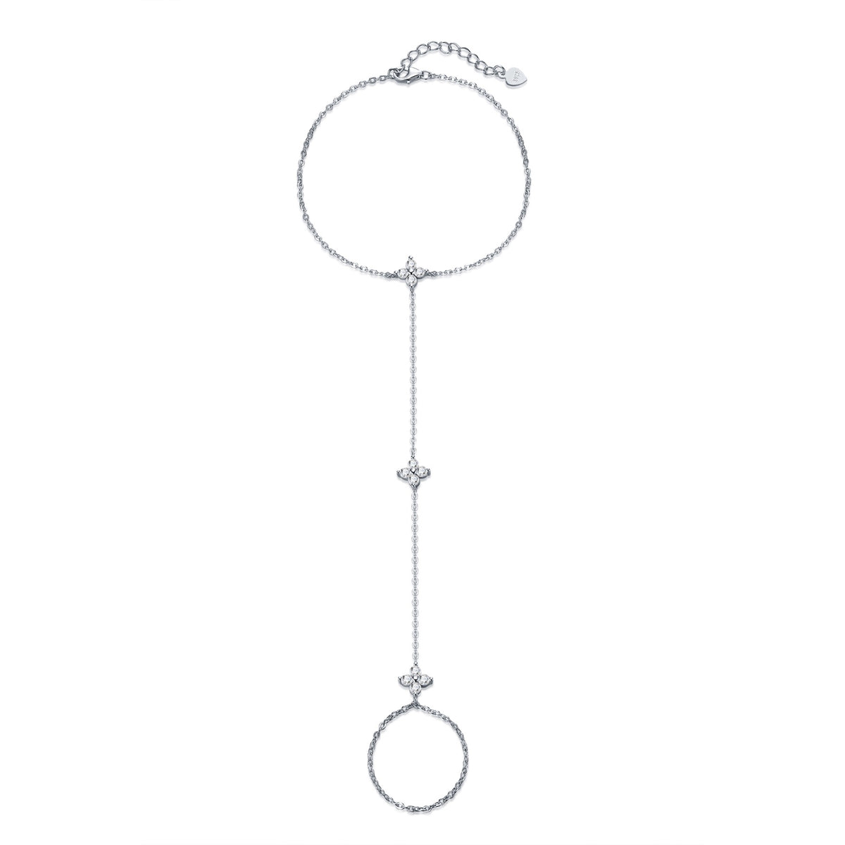 Schiava Moissanite Hand Chain Bracelet in Sterling Silver