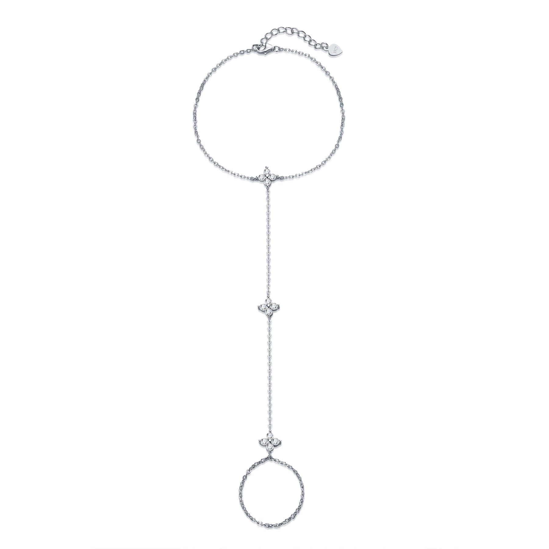 Schiava Moissanite Hand Chain Bracelet in Sterling Silver